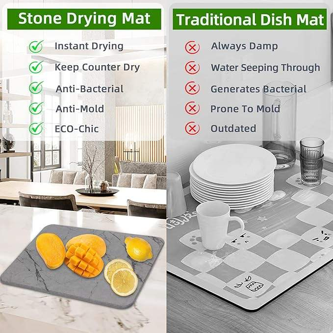 quick dry stone dish drying mat – ultra absorbent & eco friendly