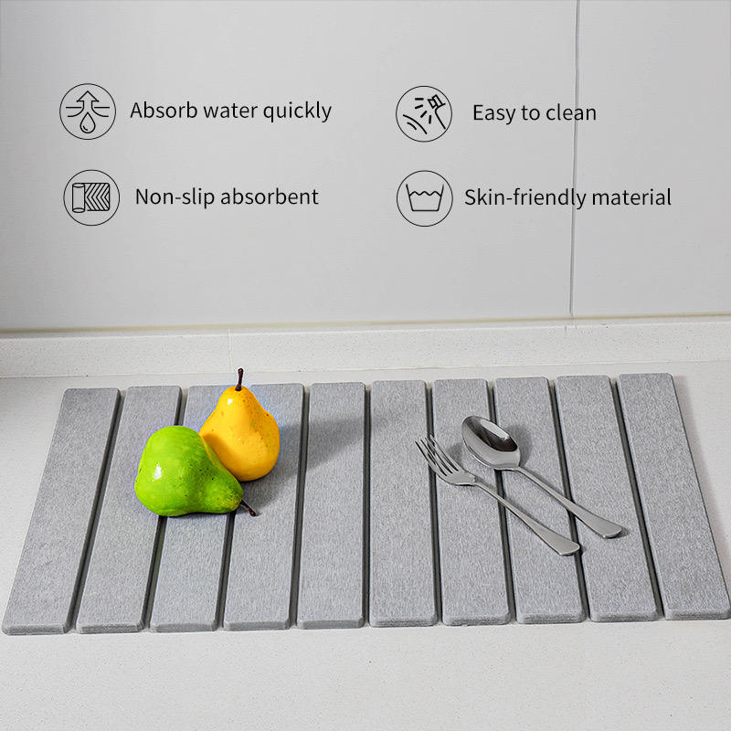 collapsible stone dish drying mat – large, quick dry & space saving